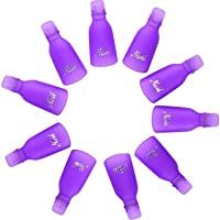 Los mejores  - Acrílico Arte De Uñas Gorra Polaco UV Del Gel Agente De Mudanzas Envolver Herramienta Del Clavo- Púrpura 10 Piezas